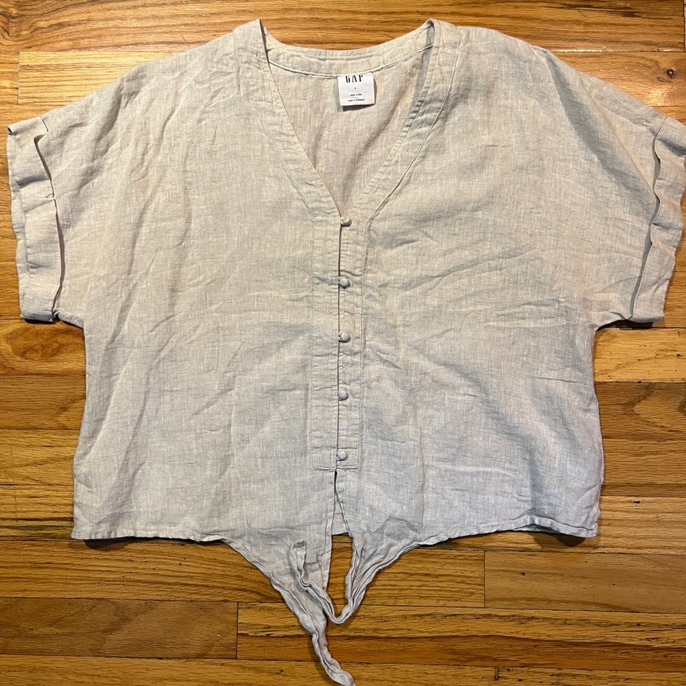 Gap linen tie-front top size L